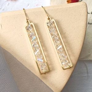 Crystal Rectangle Drop Earrings